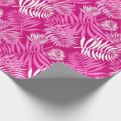 White Palm Frond op roze ompakpapier Cadeaupapier (Hoek)