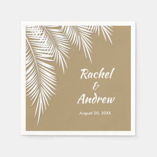 White Palm on Gold Party Napkins Servet