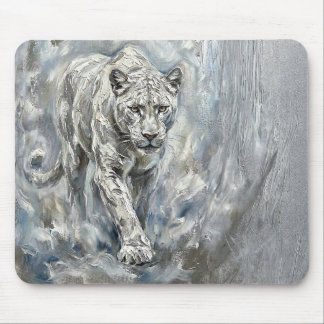 White Panther Mousepad – Ethereal Majesty Desk Art Muismat