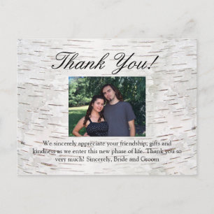 White Paper Birch Tree Bark Rustic Wood Wedding Briefkaart