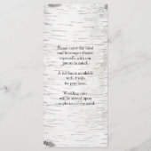 White Paper Birch Tree Bark Rustic Wood Wedding Menu (Achterkant)
