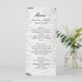 White Paper Birch Tree Bark Rustic Wood Wedding Menu (Staand voorkant)