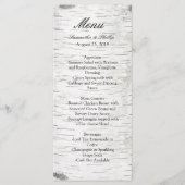 White Paper Birch Tree Bark Rustic Wood Wedding Menu (Voorkant)