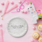 White Paper Birch Tree Bark Rustic Wood Wedding Papieren Bordje (Feest)