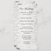White Paper Birch Tree Bark Rustic Wood Wedding Programma (Voorkant / Achterkant)