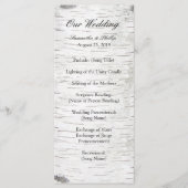 White Paper Birch Tree Bark Rustic Wood Wedding Programma (Voorkant)