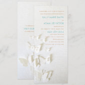 White paper Butterflies Invitation Kaart (Voorkant / Achterkant)