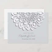 White Paper Cut Mandala De datum opslaan Briefkaart (Voorkant / Achterkant)