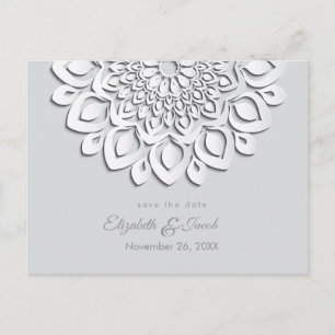White Paper Cut Mandala De datum opslaan Briefkaart
