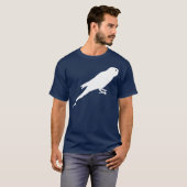 White Parakeet Bird Silhouette T-shirt (Voorkant volledig)