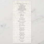 White parchment lace damask Church bruiloft progra Programma (Achterkant)