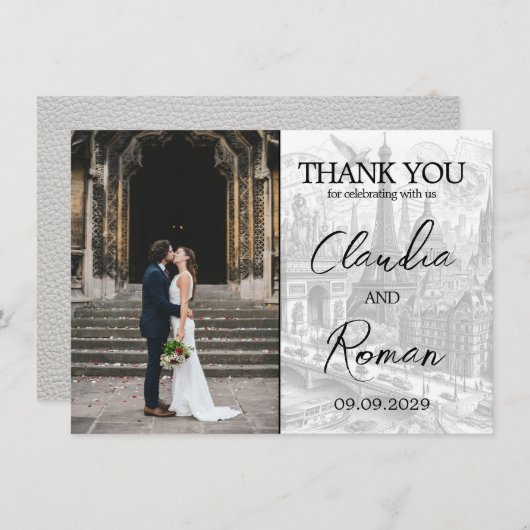 White Paris Passport Bedankkaart (Voorkant / Achterkant)