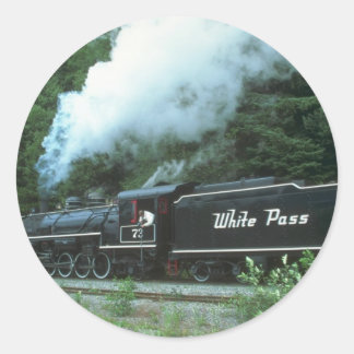 White Pass and Yukon in White Pass out Skagway Ronde Sticker