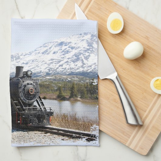 White Pass Train Serviette de cuisine (Quart Plié)
