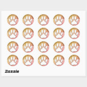 White Paw Afdrukken Verouderd papier Aangepaste te Ronde Sticker (Vel)