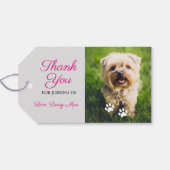 White Paw drukt roze foto's Dank je Cadeaulabel (Achterkant Horizontaal)