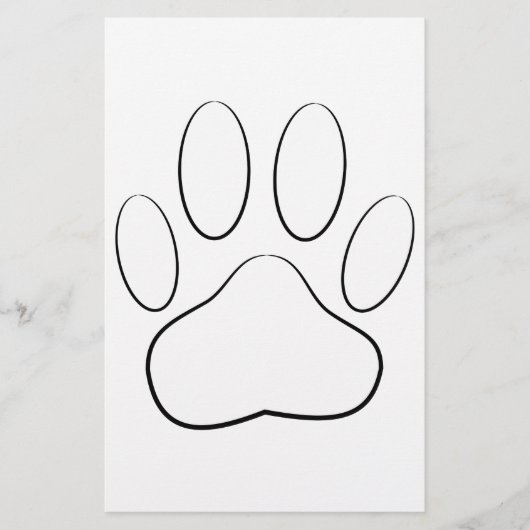 White Paw Print Briefpapier (Voorkant)