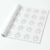 White Paw Print Cadeaupapier (Uitgerold)