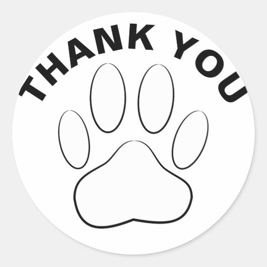 White Paw Print Custom Bedankt Ronde Sticker (Voorkant)