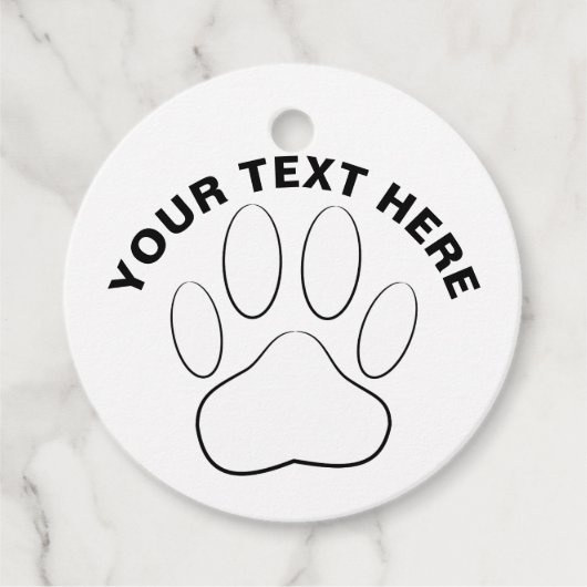 White Paw Print Custom Text Classic Round Sticker Bedankjes Labels (Voorkant)