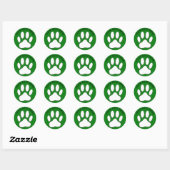 White Paw Print Editable Text Ronde Sticker (Vel)