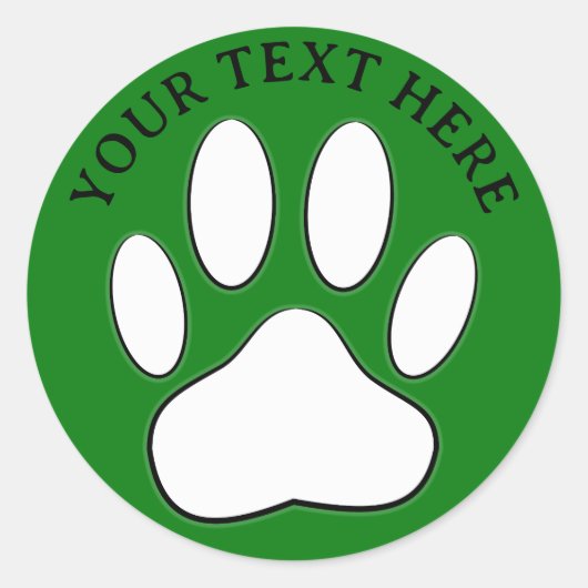 White Paw Print Editable Text Ronde Sticker (Voorkant)