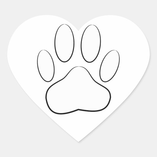 White Paw Print Hart Sticker (Voorkant)