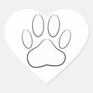 White Paw Print Hart Sticker