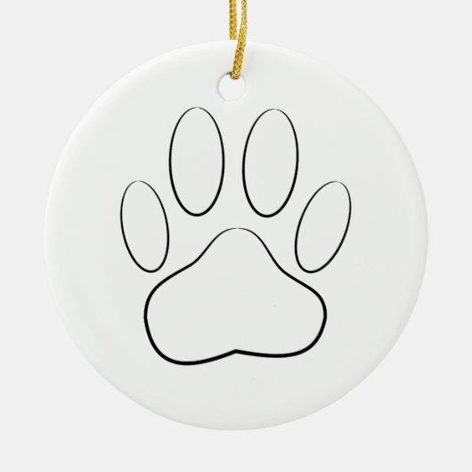 White Paw Print Keramisch Ornament (Voorkant)