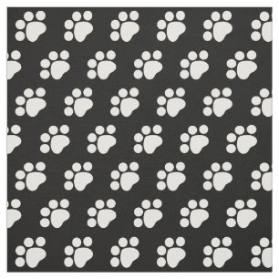 White Paw Print Patroon Stof