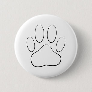 White Paw Print Ronde Button 5,7 Cm