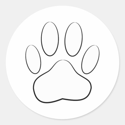 White Paw Print Ronde Sticker (Voorkant)