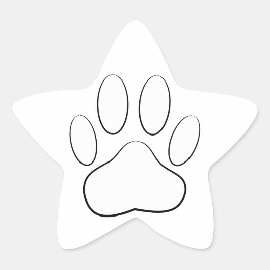 White Paw Print Ster Sticker (Voorkant)