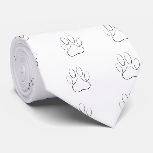 White Paw Print Stropdas (Opgerold)