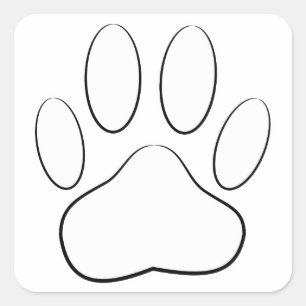 White Paw Print Vierkante Sticker