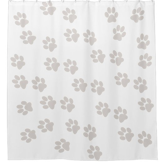 White Paw Prints Pattern Shower Curtain Douchegordijn (Voorkant)