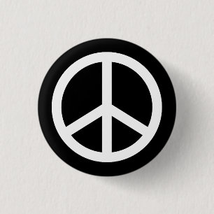 White Peace Sign Ronde Button 3,2 Cm