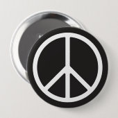 White Peace Symbol Ronde Button 4,0 Cm (Voorkant /achterkant)