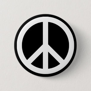 White Peace Symbol Ronde Button 5,7 Cm