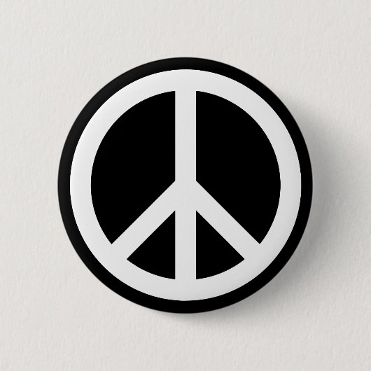 White Peace Symbol Ronde Button 5,7 Cm (Voorkant)