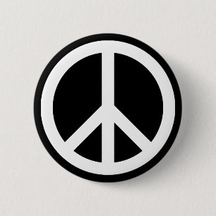 White Peace Symbol Ronde Button 5,7 Cm