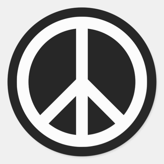 White Peace Symbol Ronde Sticker (Voorkant)