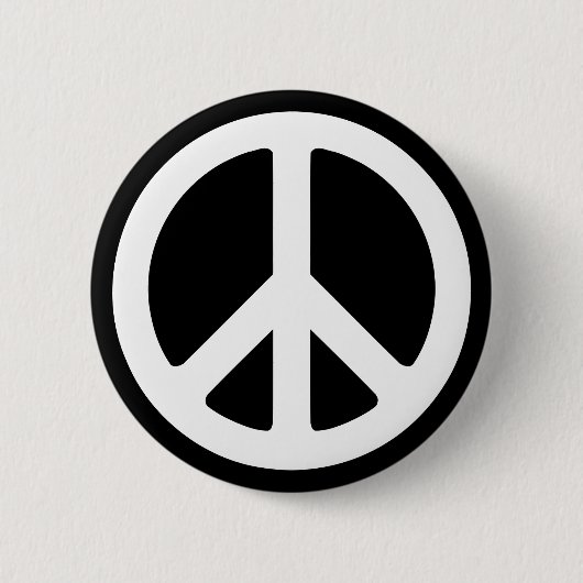 White Peace Symbol Sjabloon Ronde Button 5,7 Cm (Voorkant)
