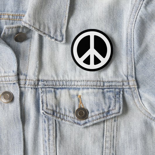 White Peace Symbol Sjabloon Ronde Button 5,7 Cm (In situ)