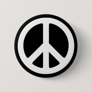 White Peace Symbol Sjabloon Ronde Button 5,7 Cm