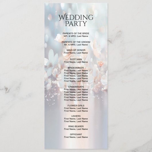 White Peach Bloemen Wedding Programma (Achterkant)