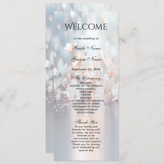 White Peach Bloemen Wedding Programma (Voorkant / Achterkant)