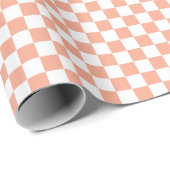 White & Peach Checkerboard Wrapping Paper Roll Cadeaupapier (Rol Hoek)