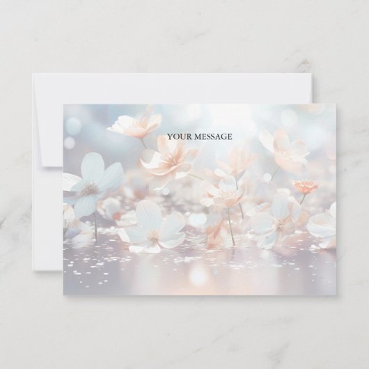 White Peach Floral bedankje Bedankkaart (Achterkant)