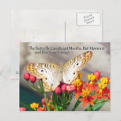 White Peacock Butterfly Quote Briefkaart (Voorkant / Achterkant)